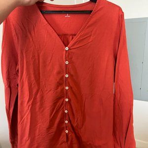 Lands' End Orange button up shirt